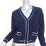 THE GREAT The Athletic Cardigan Navy Ribbed Knit Size 1 V-Neck Sweater