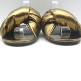 Balenciaga Drapy Knotted Slide Sandals Gold Metallic Leather Size 38.5