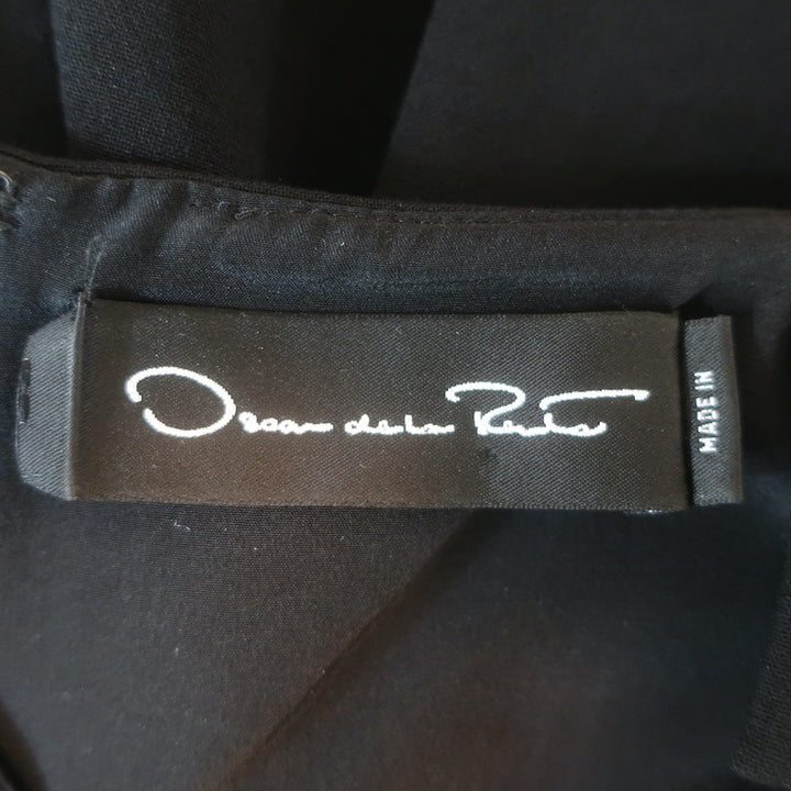 Oscar de la Renta Sweetheart Midi Dress Black Stretch Wool Size 8
