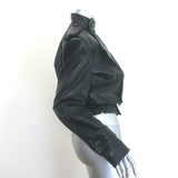 The Mannei Arezzo Cropped Leather Jacket Black Size 34