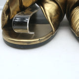 Balenciaga Drapy Knotted Slide Sandals Gold Metallic Leather Size 38.5