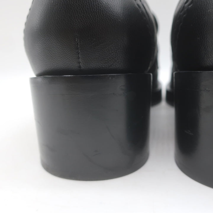 Chanel Quilted CC Heart Loafers Black Lambskin Leather Size 38.5