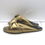 Balenciaga Drapy Knotted Slide Sandals Gold Metallic Leather Size 38.5