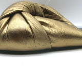 Balenciaga Drapy Knotted Slide Sandals Gold Metallic Leather Size 38.5