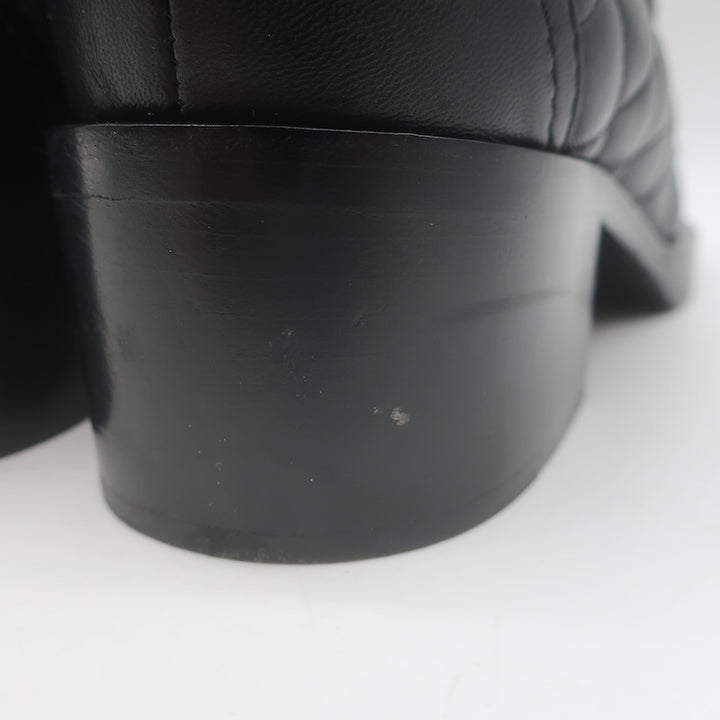Chanel Quilted CC Heart Loafers Black Lambskin Leather Size 38.5