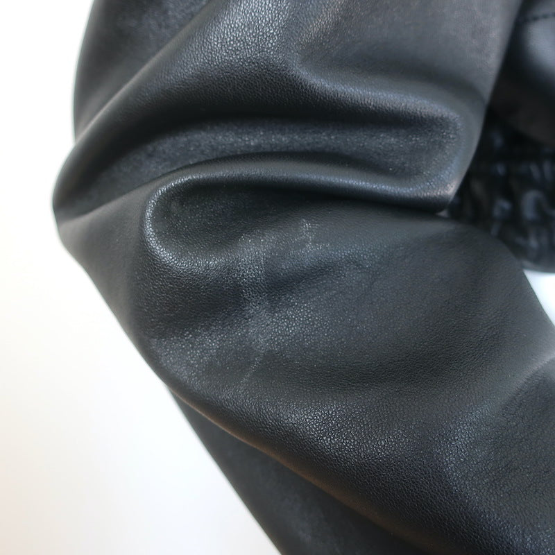 The Mannei Arezzo Cropped Leather Jacket Black Size 34