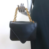 Bottega Veneta Mount Chain-Strap Small Envelope Bag Black Leather Crossbody