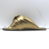 Balenciaga Drapy Knotted Slide Sandals Gold Metallic Leather Size 38.5