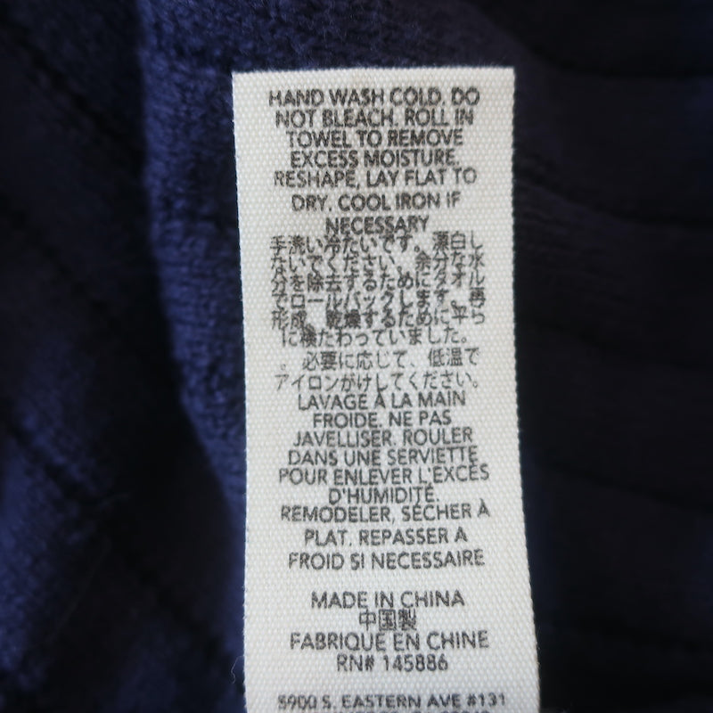 THE GREAT The Athletic Cardigan Navy Ribbed Knit Size 1 V-Neck Sweater