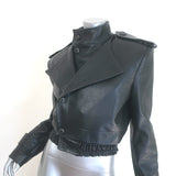 The Mannei Arezzo Cropped Leather Jacket Black Size 34