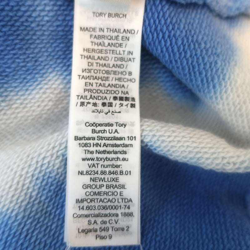 Tory Burch Tory Sport Tie Dye Hoodie Sweatshirt Blue Cotton Size Small
