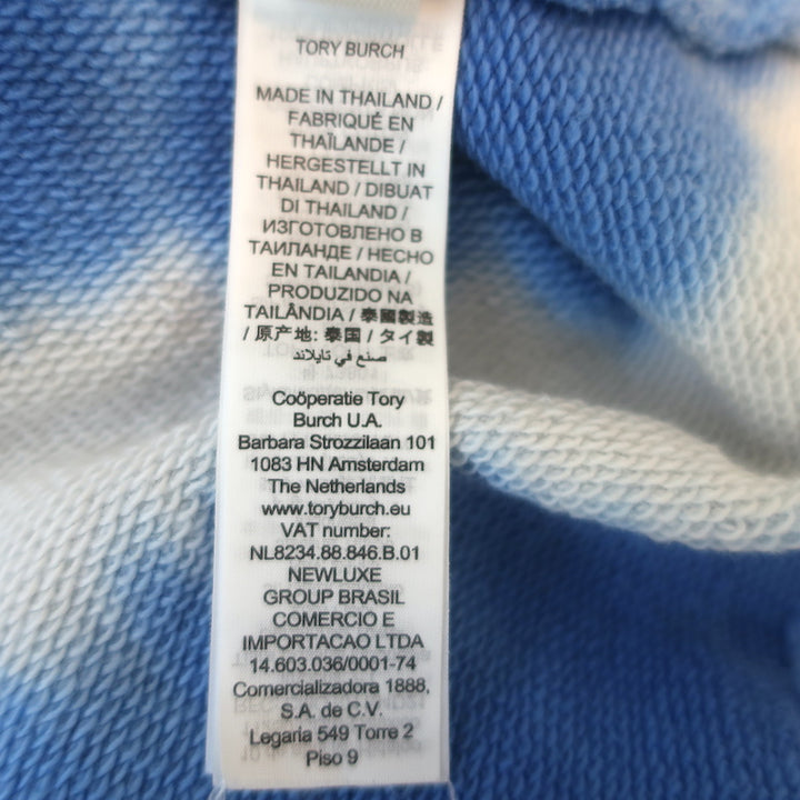 Tory Burch Tory Sport Tie Dye Hoodie Sweatshirt Blue Cotton Size Small