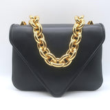 Bottega Veneta Mount Chain-Strap Small Envelope Bag Black Leather Crossbody