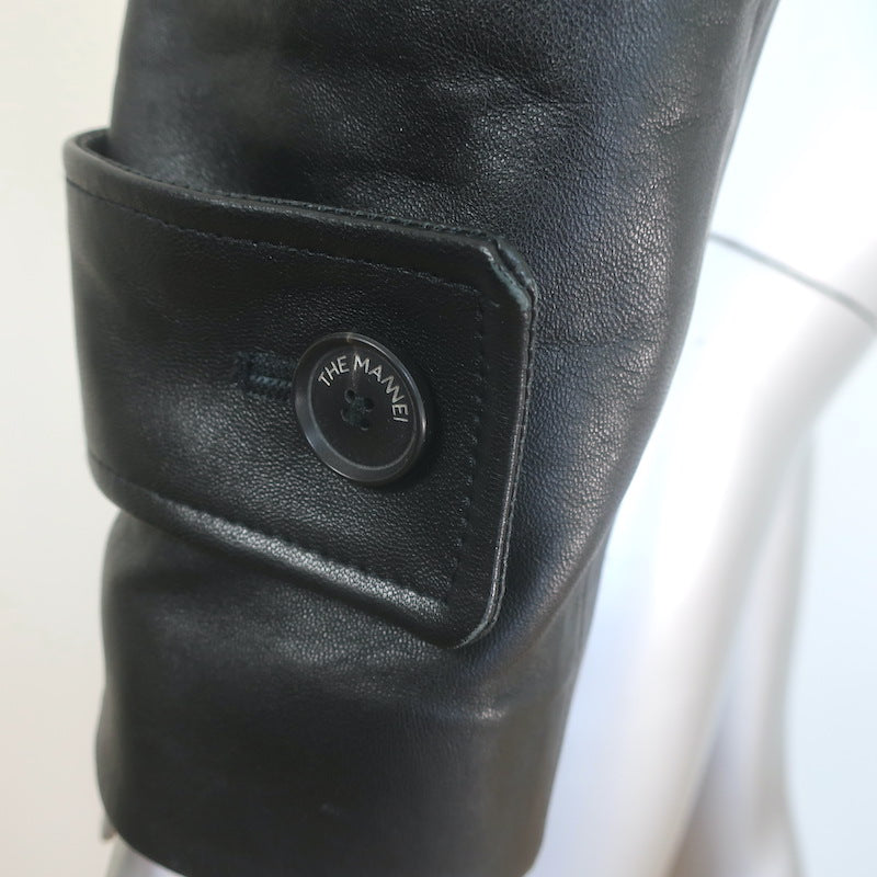 The Mannei Arezzo Cropped Leather Jacket Black Size 34