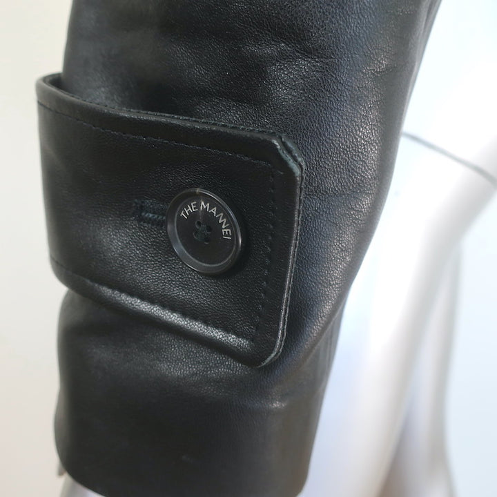 The Mannei Arezzo Cropped Leather Jacket Black Size 34