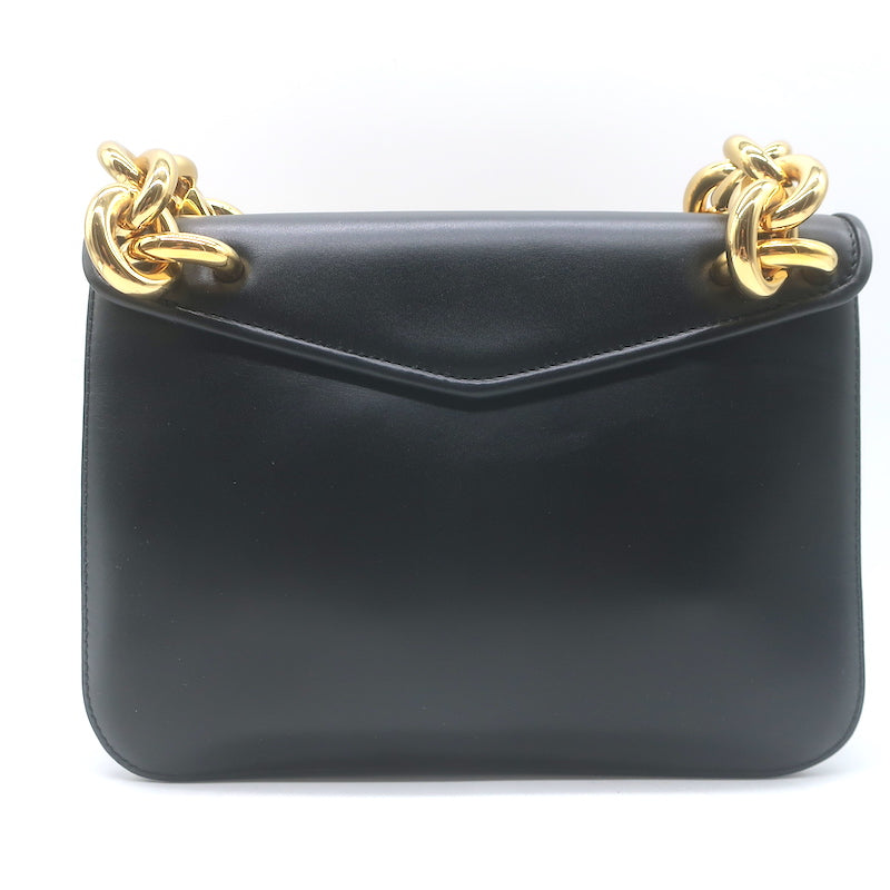 Bottega Veneta Mount Chain-Strap Small Envelope Bag Black Leather Crossbody