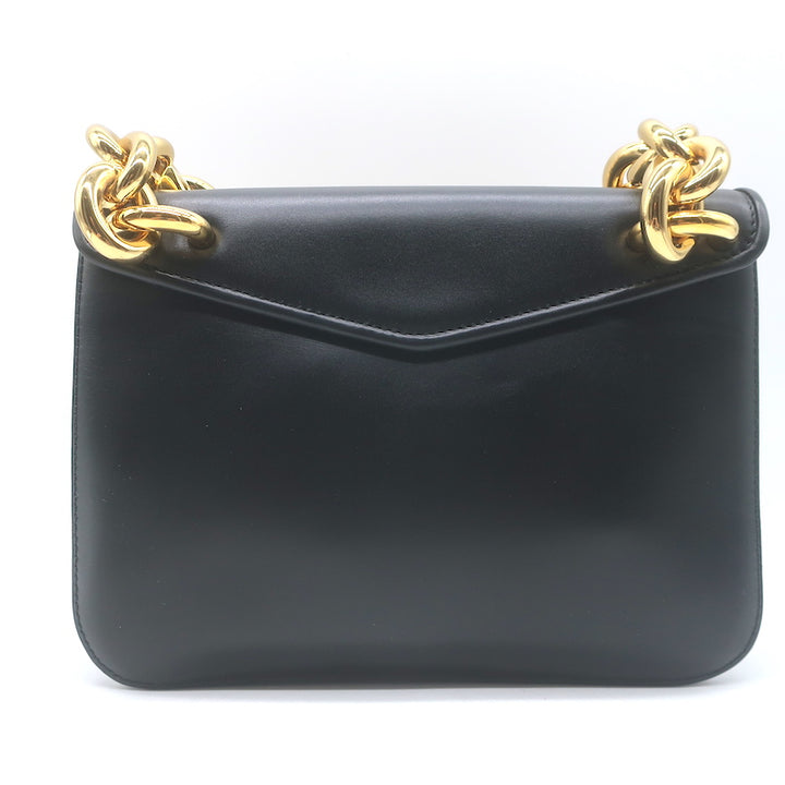 Bottega Veneta Mount Chain-Strap Small Envelope Bag Black Leather Crossbody