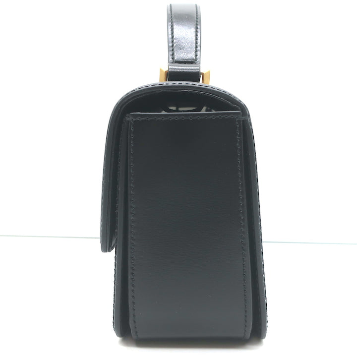 Jimmy Choo Diamond Top Handle Bag Black Box Calf Leather Small Crossbody NEW
