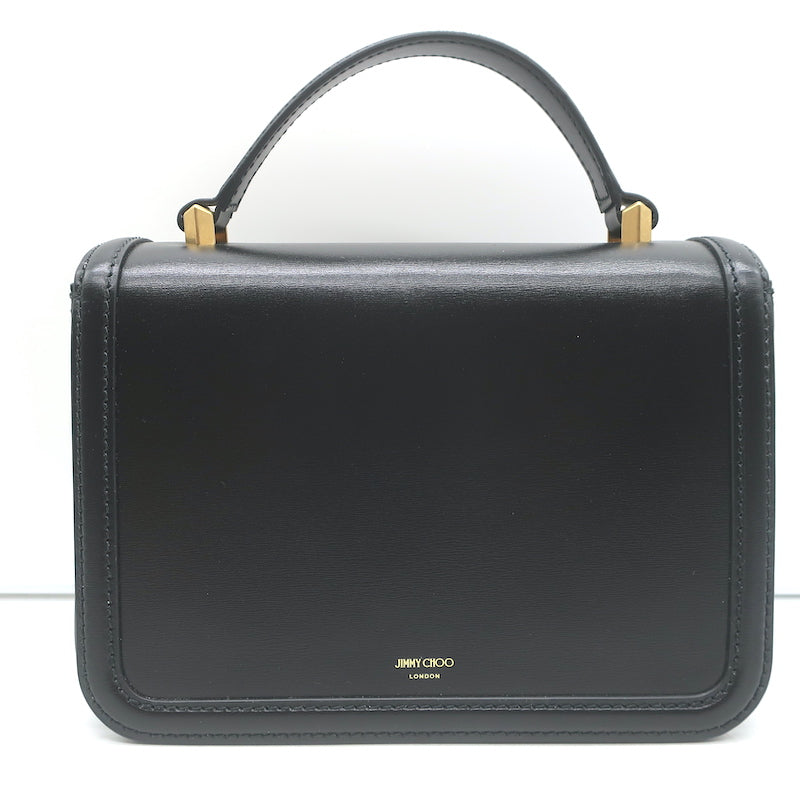 Jimmy Choo Diamond Top Handle Bag Black Box Calf Leather Small Crossbody NEW