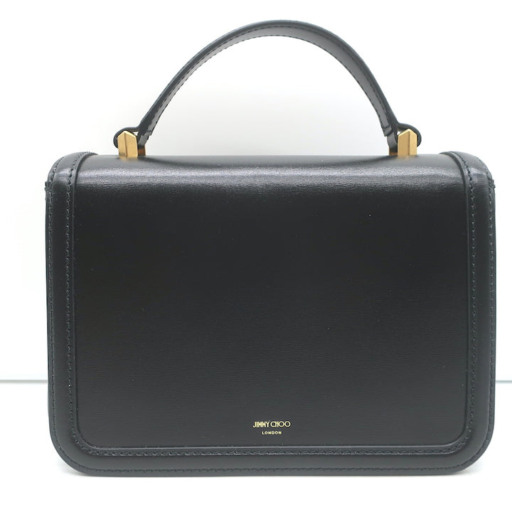 Jimmy Choo Diamond Top Handle Bag Black Box Calf Leather Small Crossbody NEW