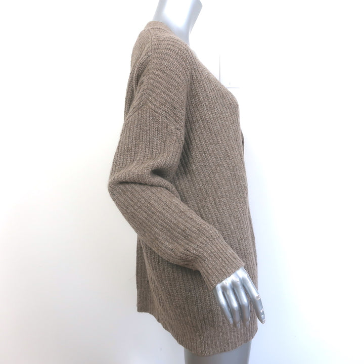 Jenni Kayne Cocoon Cardigan Taupe Cashmere-Blend Ribbed Knit Size Medium
