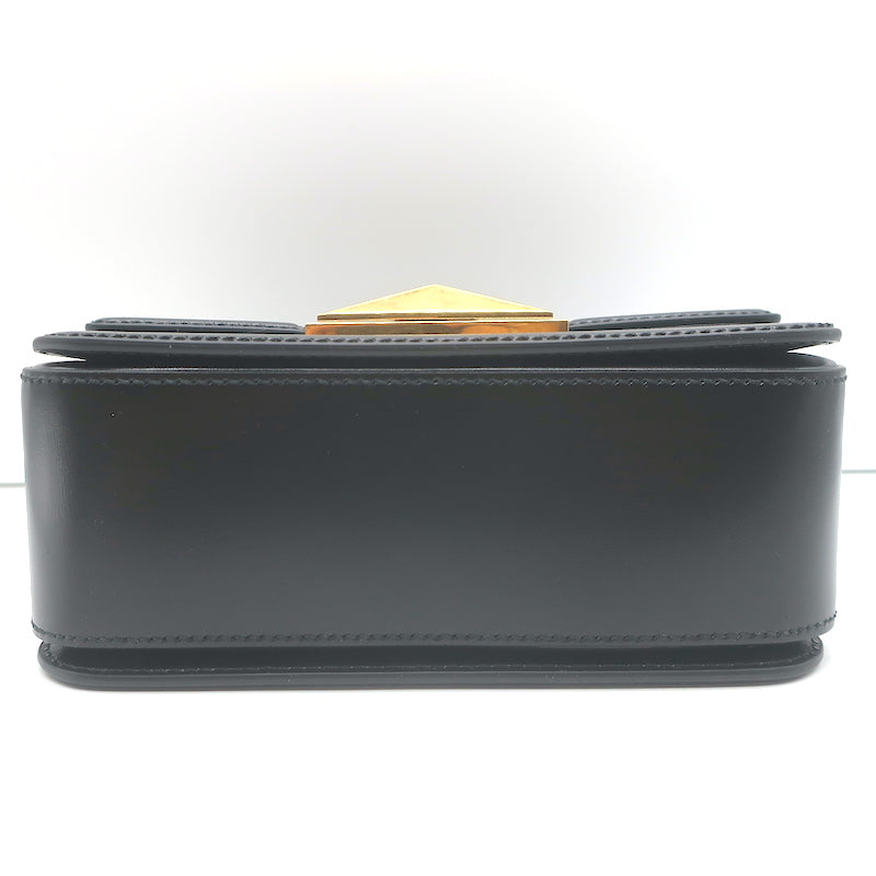 Jimmy Choo Diamond Top Handle Bag Black Box Calf Leather Small Crossbody NEW