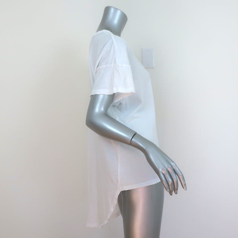 THE GREAT High-Low Tee White Distressed Cotton Size 2 Short Sleeve Top