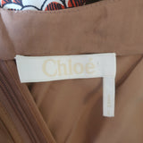Chloe Asymmetric Scarf-Detail Maxi Dress Brown/Multi Silk Twill Size 38