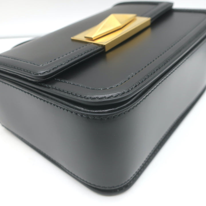 Jimmy Choo Diamond Top Handle Bag Black Box Calf Leather Small Crossbody NEW