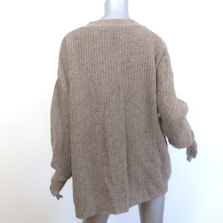 Jenni Kayne Cocoon Cardigan Taupe Cashmere-Blend Ribbed Knit Size Medium