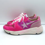 Golden Goose Running Sole glitter-heel sneakers in fuchsia suede, authentic pre-owned pair (size 37)