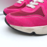 Golden Goose running sole glitter-heel sneakers in fuchsia suede, authentic pre-owned women's size 37