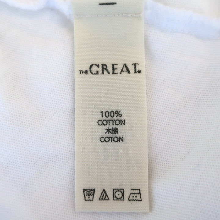 THE GREAT High-Low Tee White Distressed Cotton Size 2 Short Sleeve Top