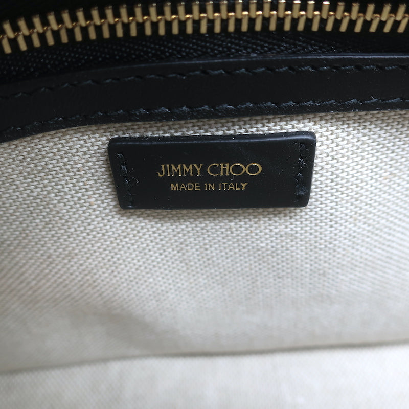 Jimmy Choo Diamond Top Handle Bag Black Box Calf Leather Small Crossbody NEW