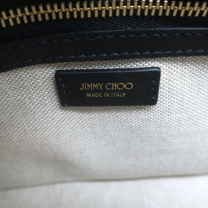 Jimmy Choo Diamond Top Handle Bag Black Box Calf Leather Small Crossbody NEW