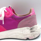 Authentic Golden Goose glitter-heel Running Sole sneakers in fuchsia suede, pre-owned, size 37