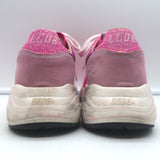 Golden Goose running sole glitter-heel sneakers in fuchsia suede, authentic pre-owned women's size 37