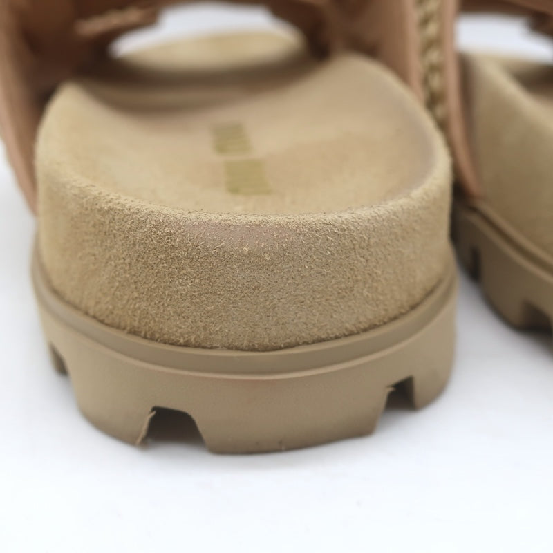 Miu Miu Raffia Dual-Strap Slide Sandals Beige Size 38