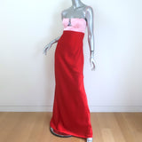 Anna October Tulip Bicolor Maxi Dress Pink/Red Satin Size Small NEW