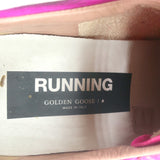 Golden Goose Running Sole glitter-heel sneakers in fuchsia suede, authentic pre-owned women's size 37