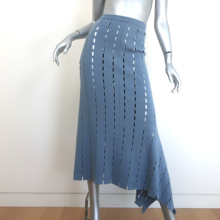 Zankov Open-Knit Turtleneck &amp; Midi Skirt Set Blue Merino Wool Size Extra Small