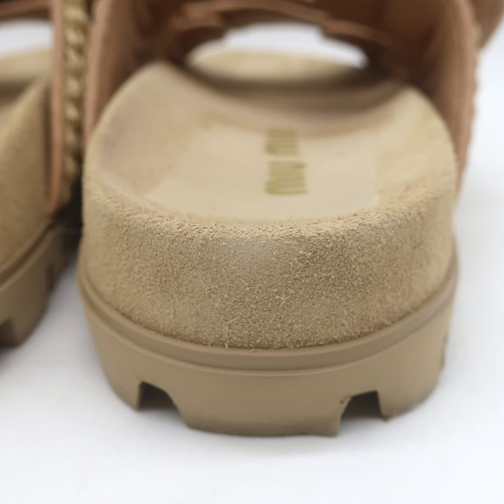 Miu Miu Raffia Dual-Strap Slide Sandals Beige Size 38