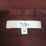 Tibi Camp Shirt Brown Cotton Poplin Size Medium Short Sleeve Top
