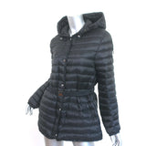 Moncler Oredon Belted Short Down Parka Black Size 3 Hooded Puffer Jacket