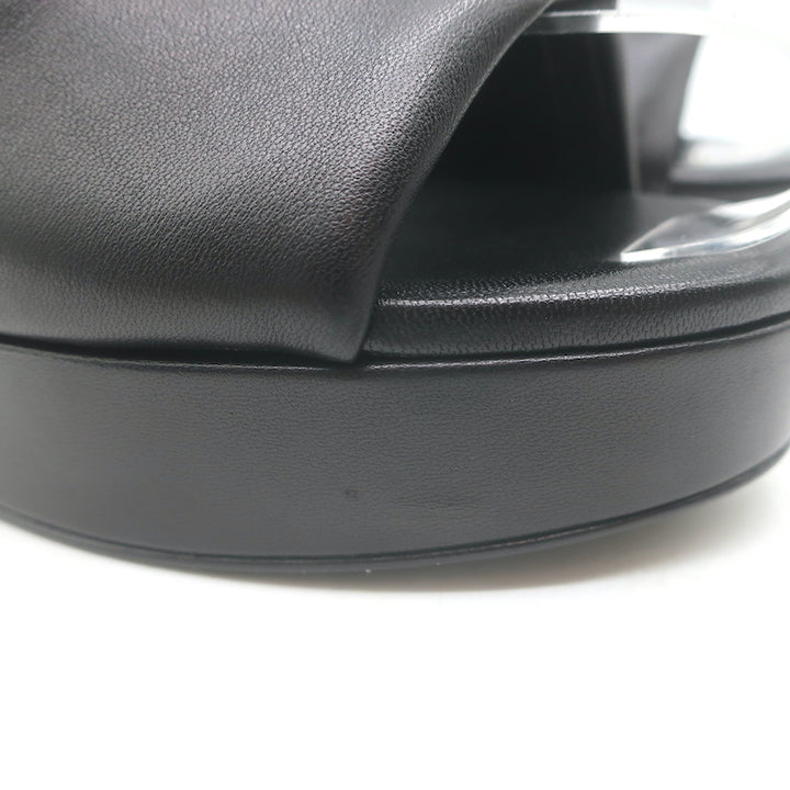 Prada Ankle Strap Platform Sandals Black Padded Nappa Leather Size 37.5