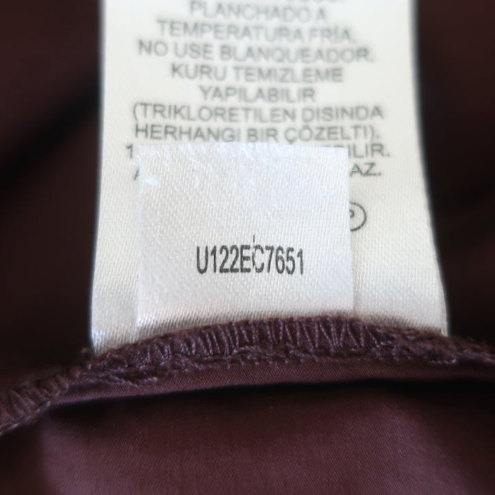 Tibi Camp Shirt Brown Cotton Poplin Size Medium Short Sleeve Top