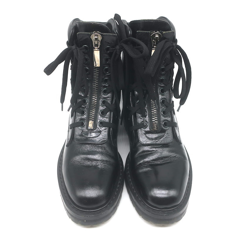 Saint Laurent William Double-Laced Combat Boots Black Leather Size 37
