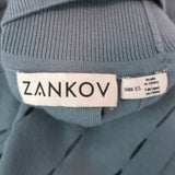 Zankov Open-Knit Turtleneck & Midi Skirt Set Blue Merino Wool Size Extra Small