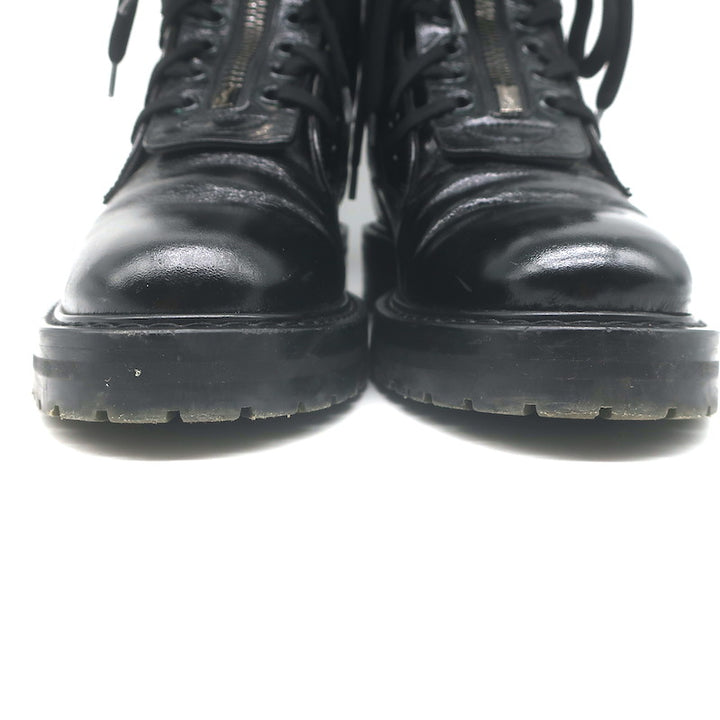 Saint Laurent William Double-Laced Combat Boots Black Leather Size 37
