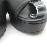 Prada Ankle Strap Platform Sandals Black Padded Nappa Leather Size 37.5